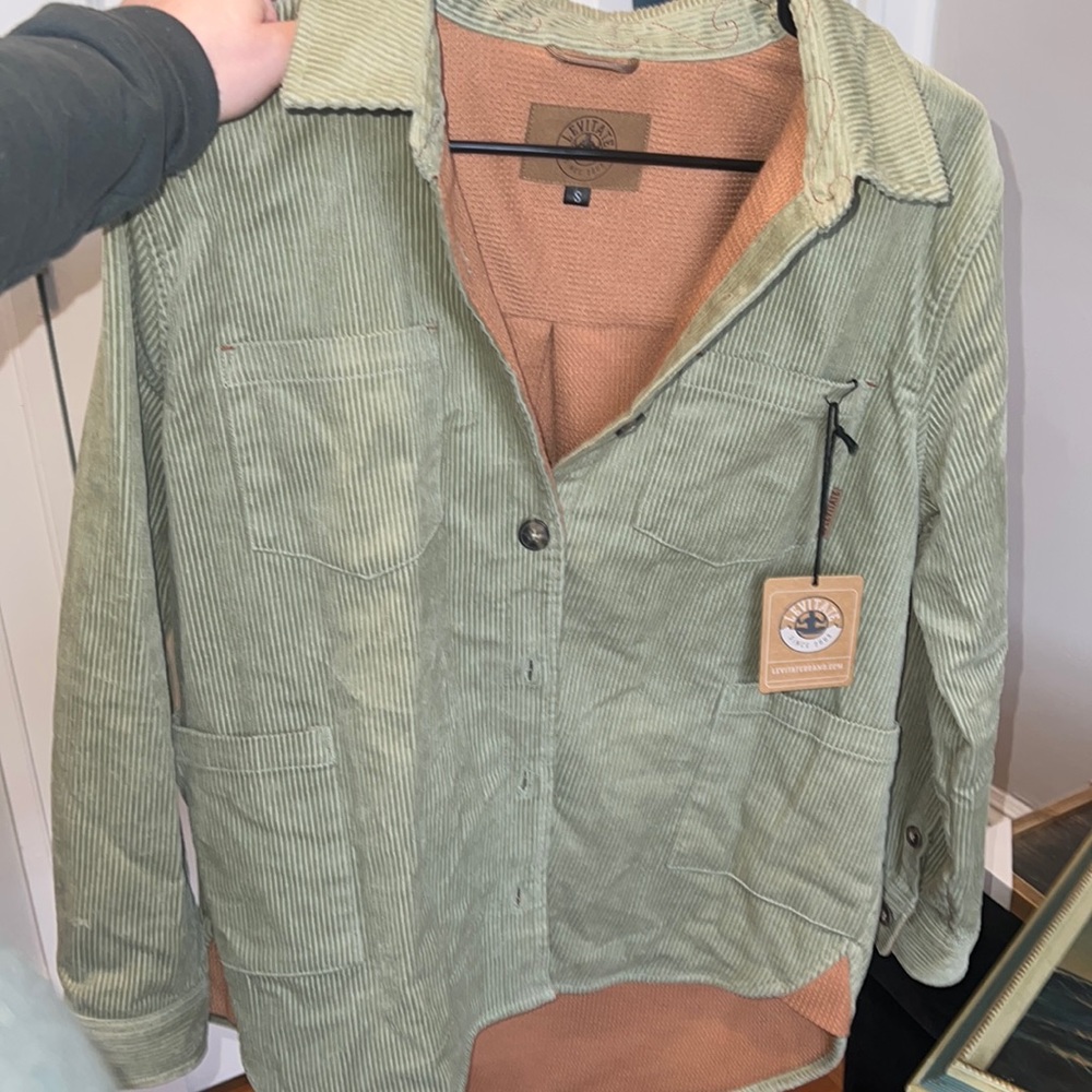 Levitate Camden Corduroy Shirt Shacket Jacket NWT Green